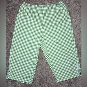 Green and White gingham  Capri Pants